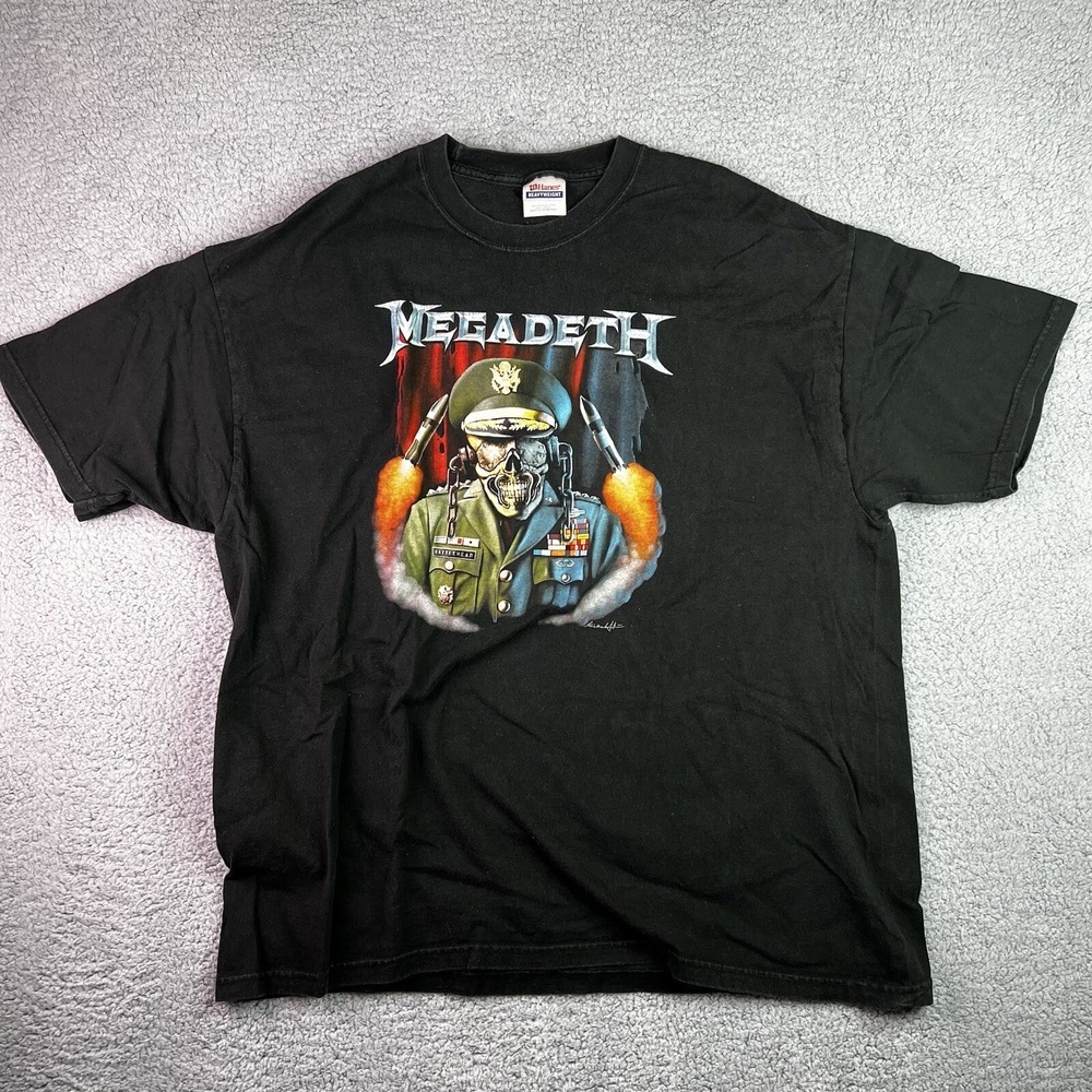 Vintage Megadeth Vic Rattlehead General T Shirt Metal Band Tee Mens XL Black